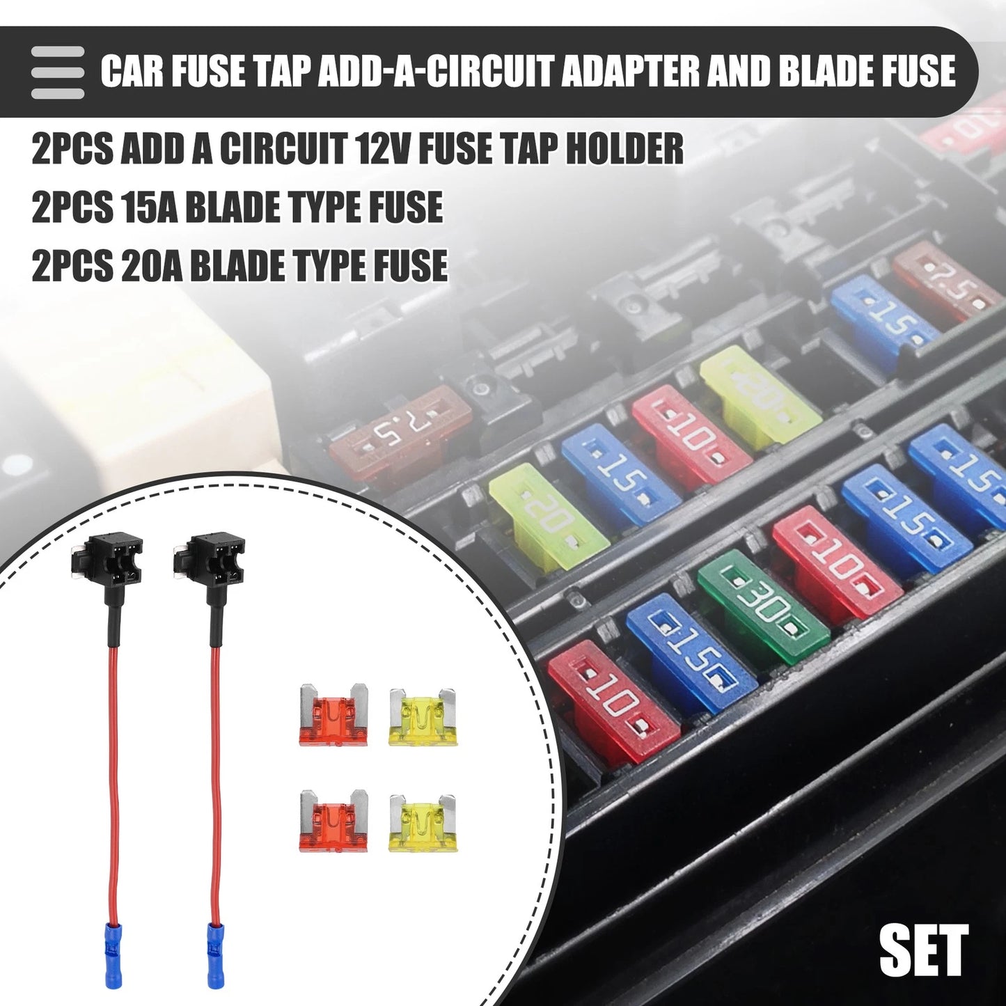 Circuit 12V Low Profile Mini Fuse Tap for Universal Use (Set of 2)