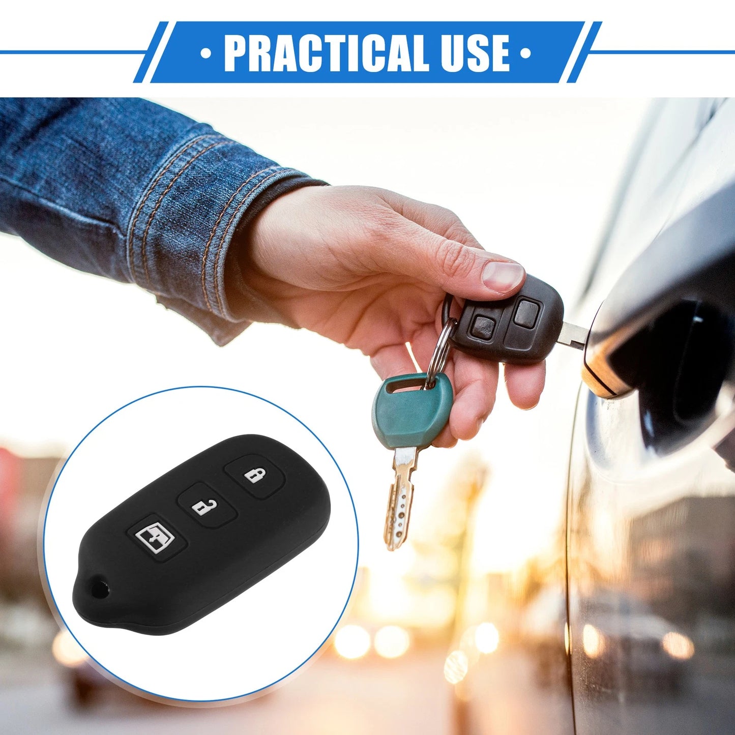 2X Remote Key Fob Case for Toyota 4Runner Sequoia (2003–2023) 4 Button Silicone Black