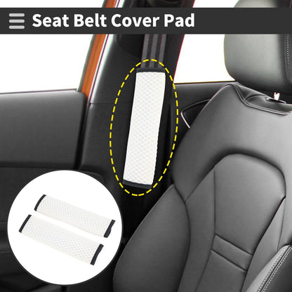 Set of 2 White Seat Belt Cover Pads for Universal Fit (23cm)