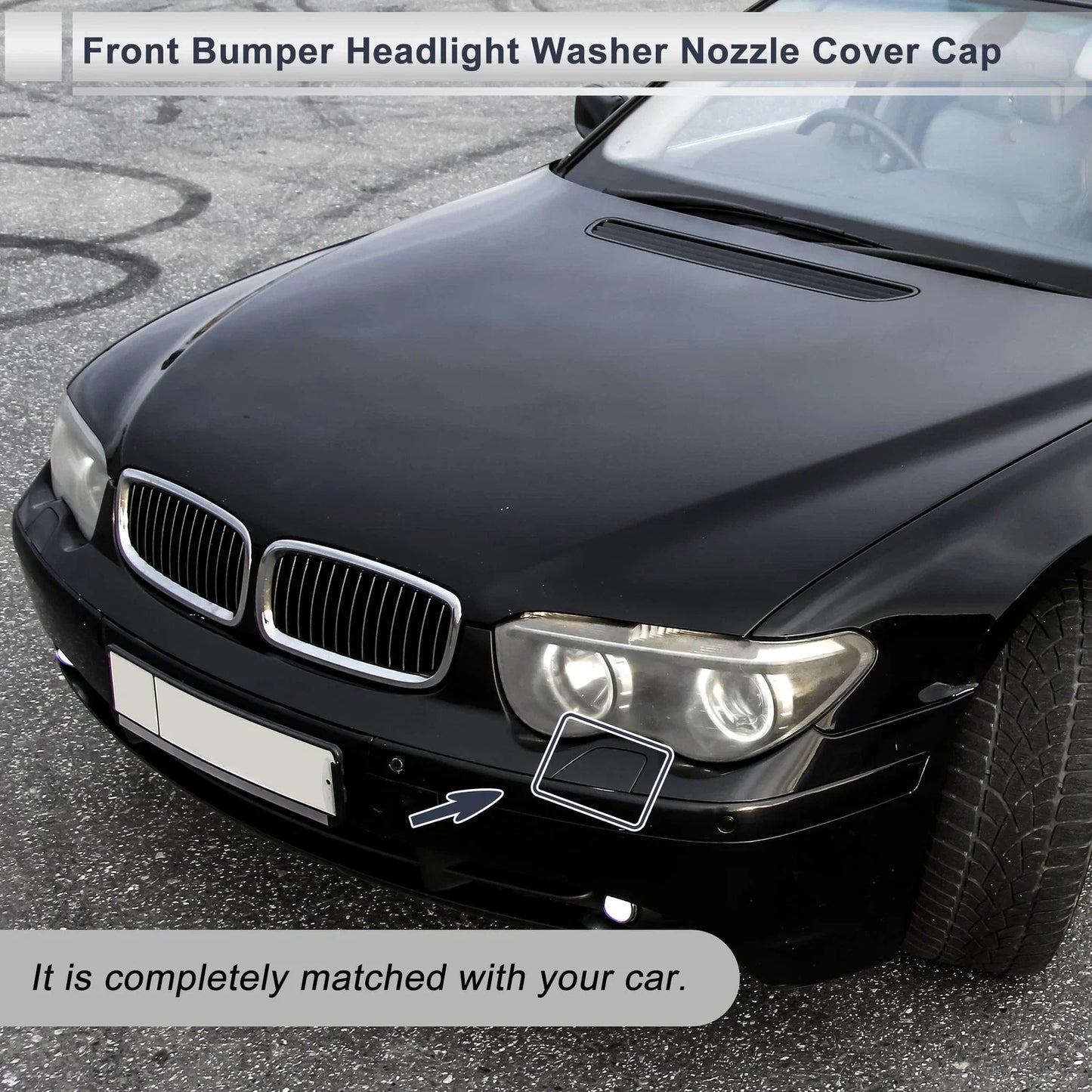 Front Right Bumper Headlight Washer Nozzle Cover Cap for BMW 750i White