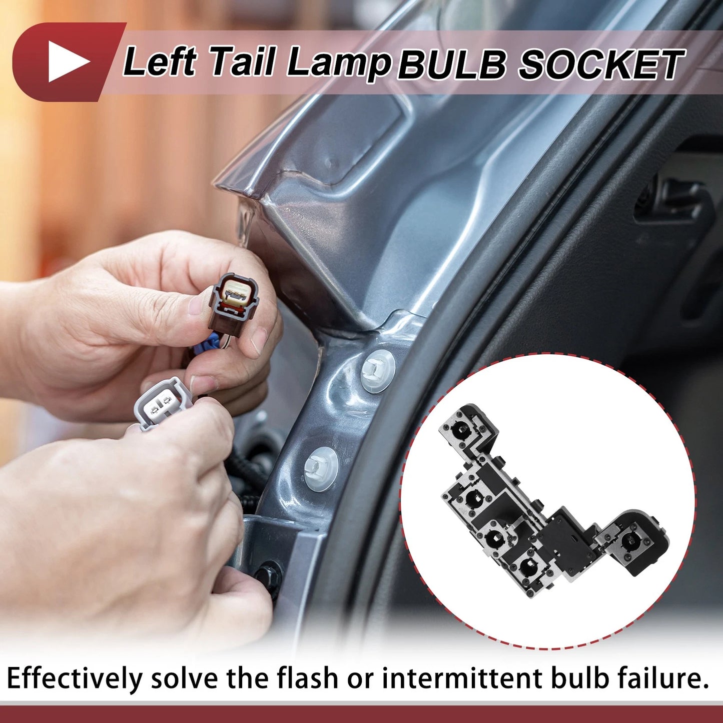 Left Tail Light Socket for Peugeot 307 T63 (2008–2012) Lamp Bulb Connector