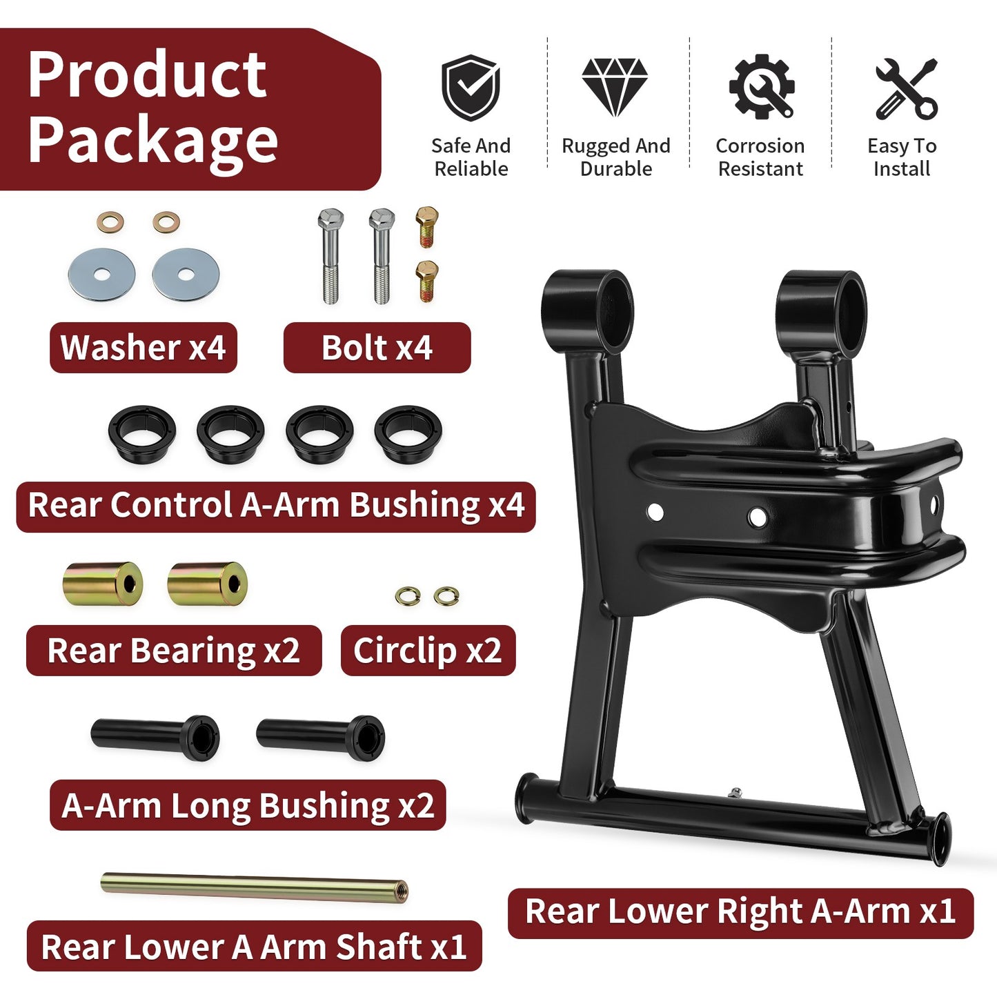 Rear Lower Right A-Arm with Bushing Kit for Polaris Sportsman 450 700 (2006–2007)