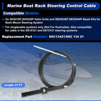 Steering Control Cable for Marine Boat Rack (21 Ft, SSC13421/SSC13421)