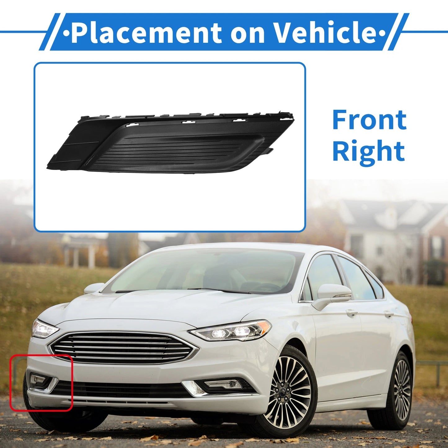 Front Right Fog Light Grill No.HS7Z17B814AA for Ford Fusion (2017–2018)