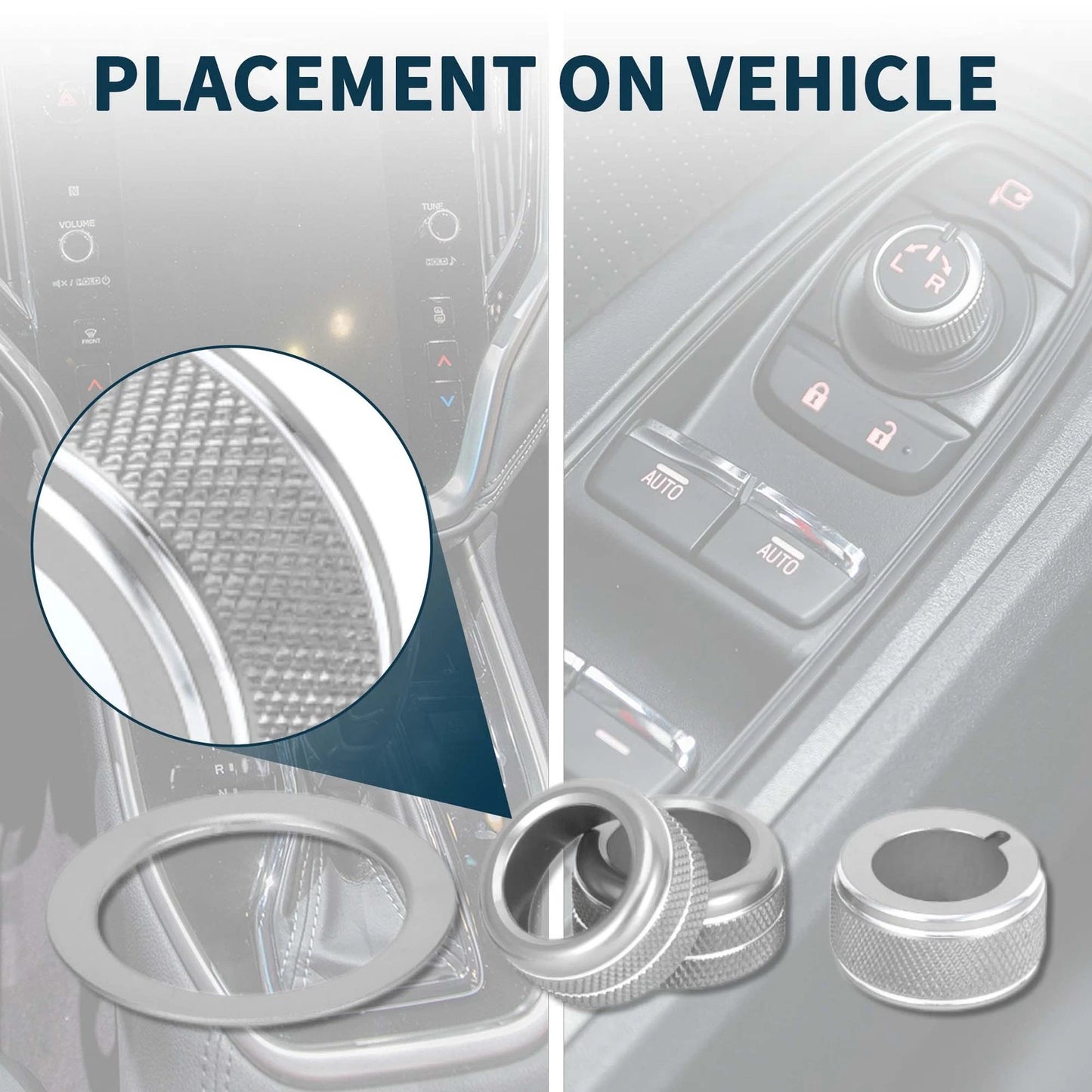 Set of 4 Media Tune Engine Start Mirror Knob Covers for Subaru WRX (2022–2023) Silver Tone