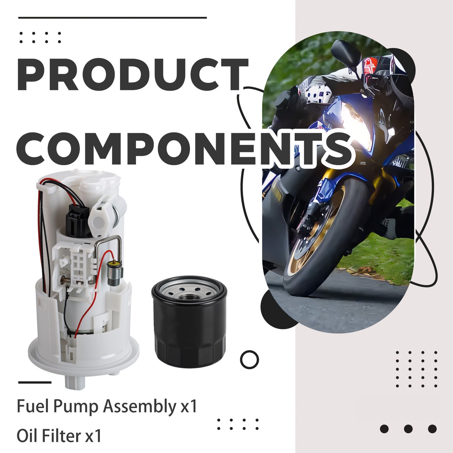 Fuel Pump Assembly & Oil Filter for Yamaha YZF-R1 YZF-R6/S (2004–2009)