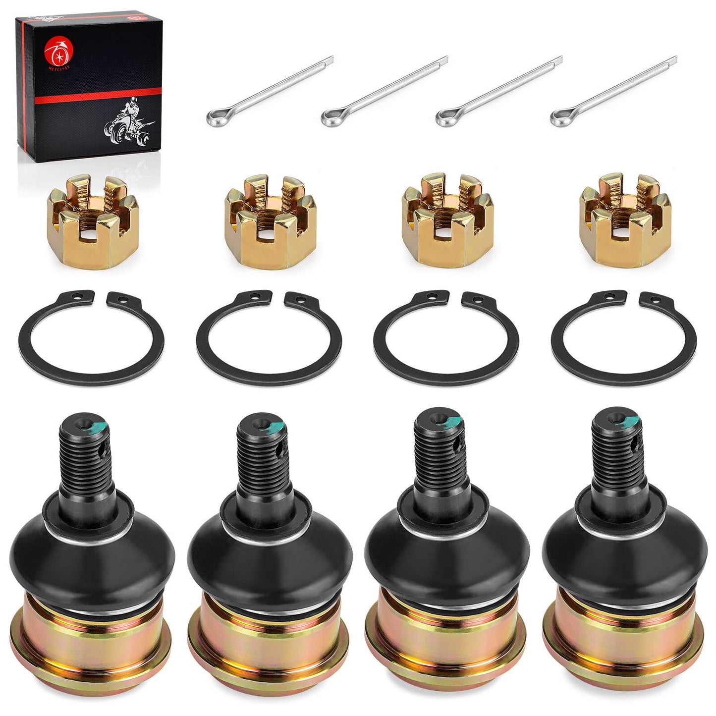 Set of 4 Front Upper Lower Ball Joints for Yamaha Grizzly Kodiak 450 550 700 (2013–2024)