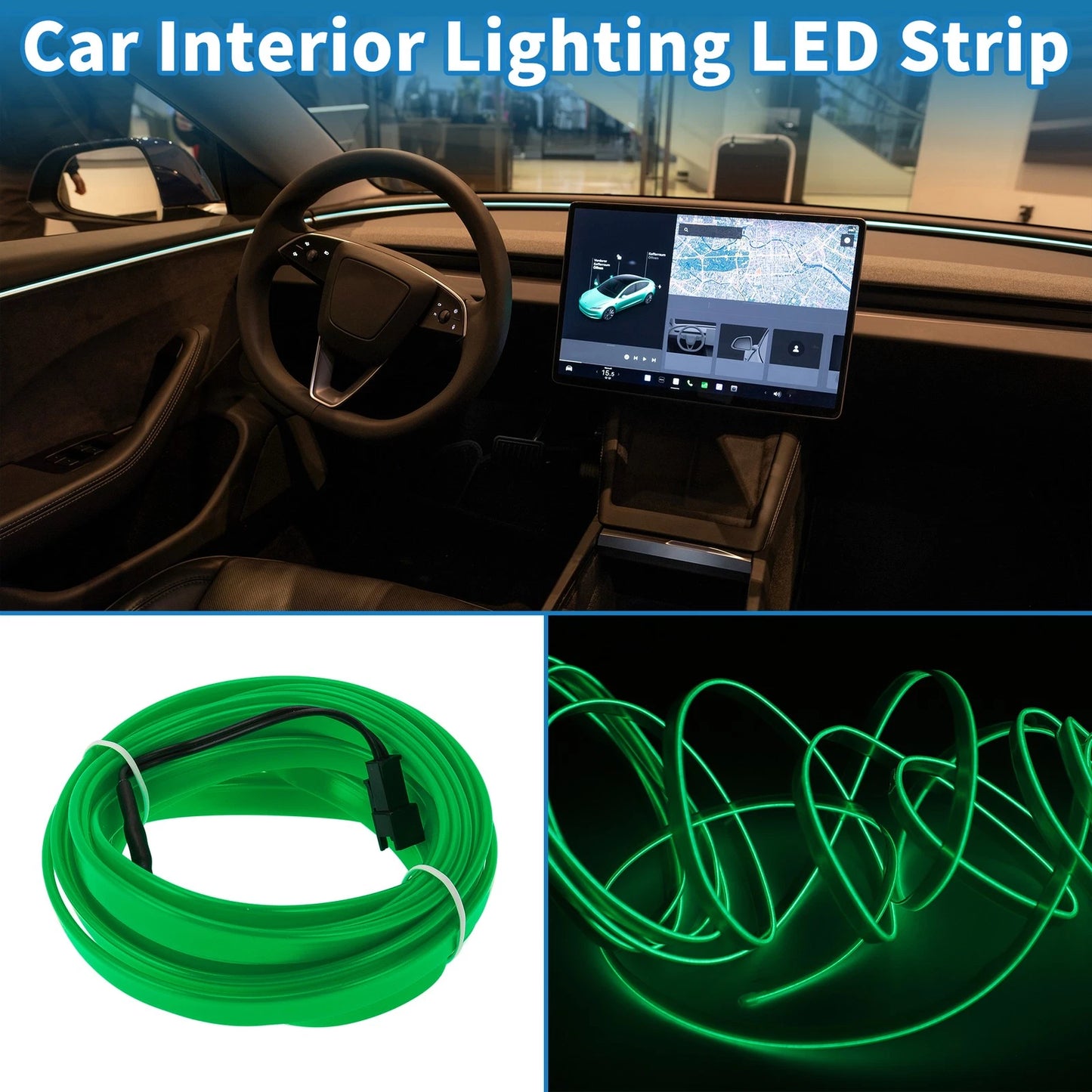 4m LED Neon Strip Lighting for Car (12V) - Green