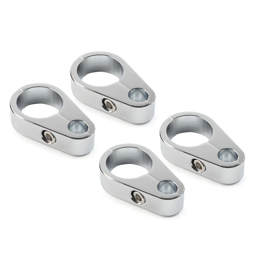4X Chrome Brake Clutch Cable Wire Clamp Clip for Harley 1" Handlebar