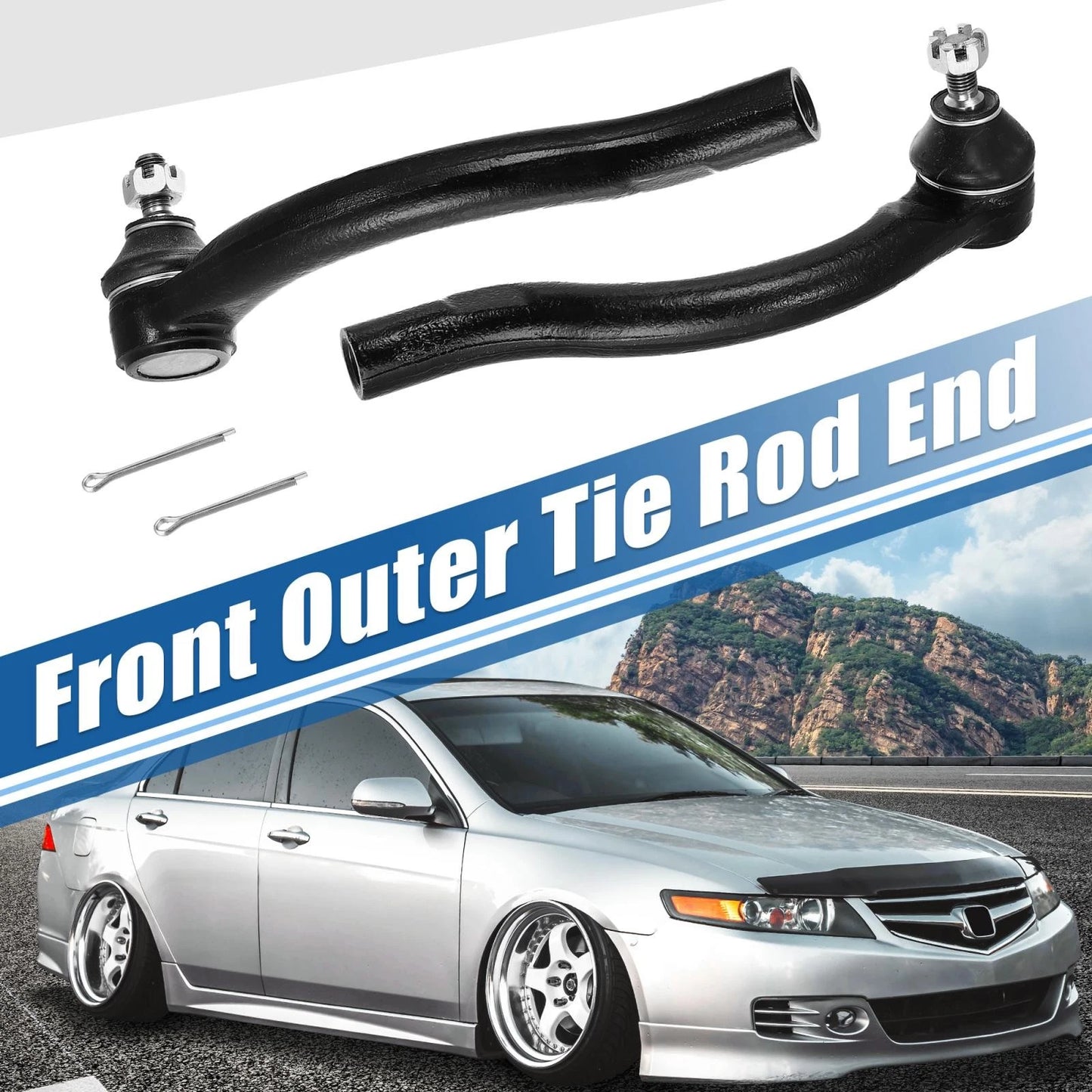 2pcs Front Inner Outer Tie Rod End Links ES80287 ES80288 for Honda Acura TSX (2004–2014)