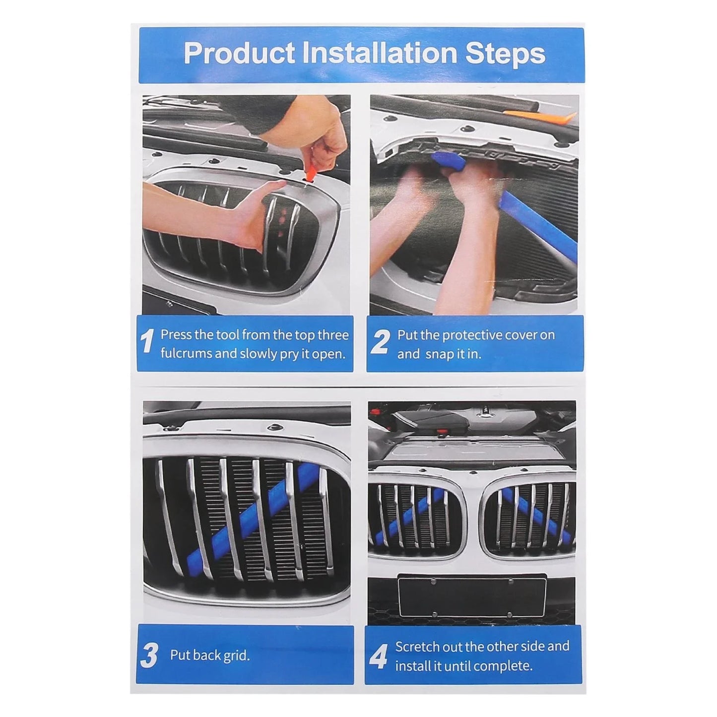 Blue Front Grille Insert Stripes Grill Trims Clips for BMW X3 (2011-2018)