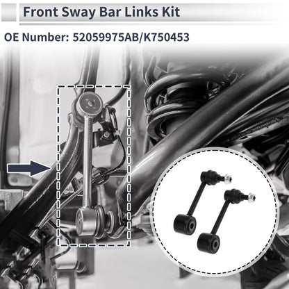 Set of 2 Front Stabilizer Bar Links for Jeep Wrangler (2007–2017) No. 52059975AB/K750453