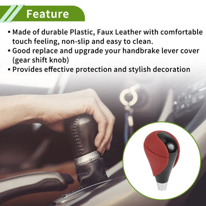 Automatic Gear Shifter Knob for Lexus ES350 (2007–2015) Red Black Plastic Faux Leather