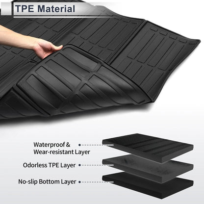 Cargo Liner Rear Trunk Mat for Honda Pilot 2016-2022 Long Grid Pattern TPE