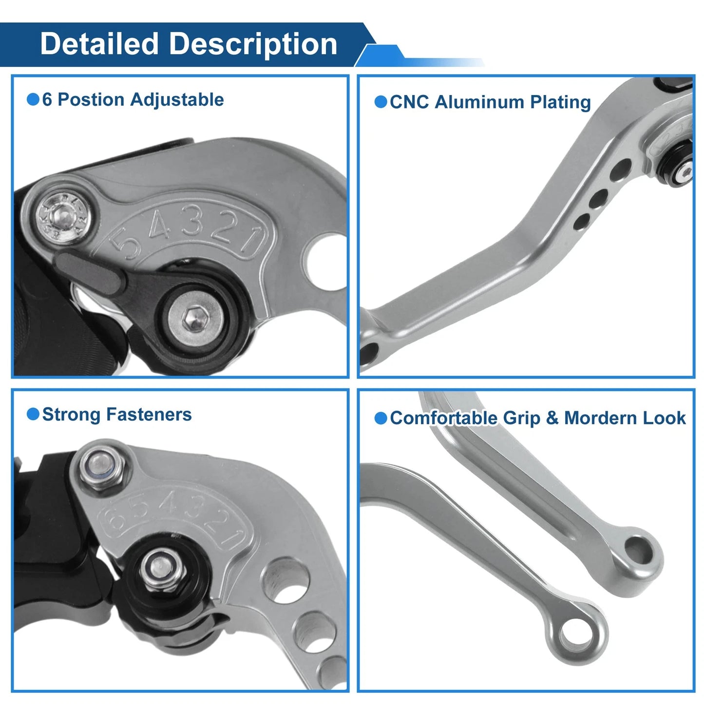 Adjustable Short Brake Clutch Levers for Suzuki SV650 (1999–2009) Titanium Tone