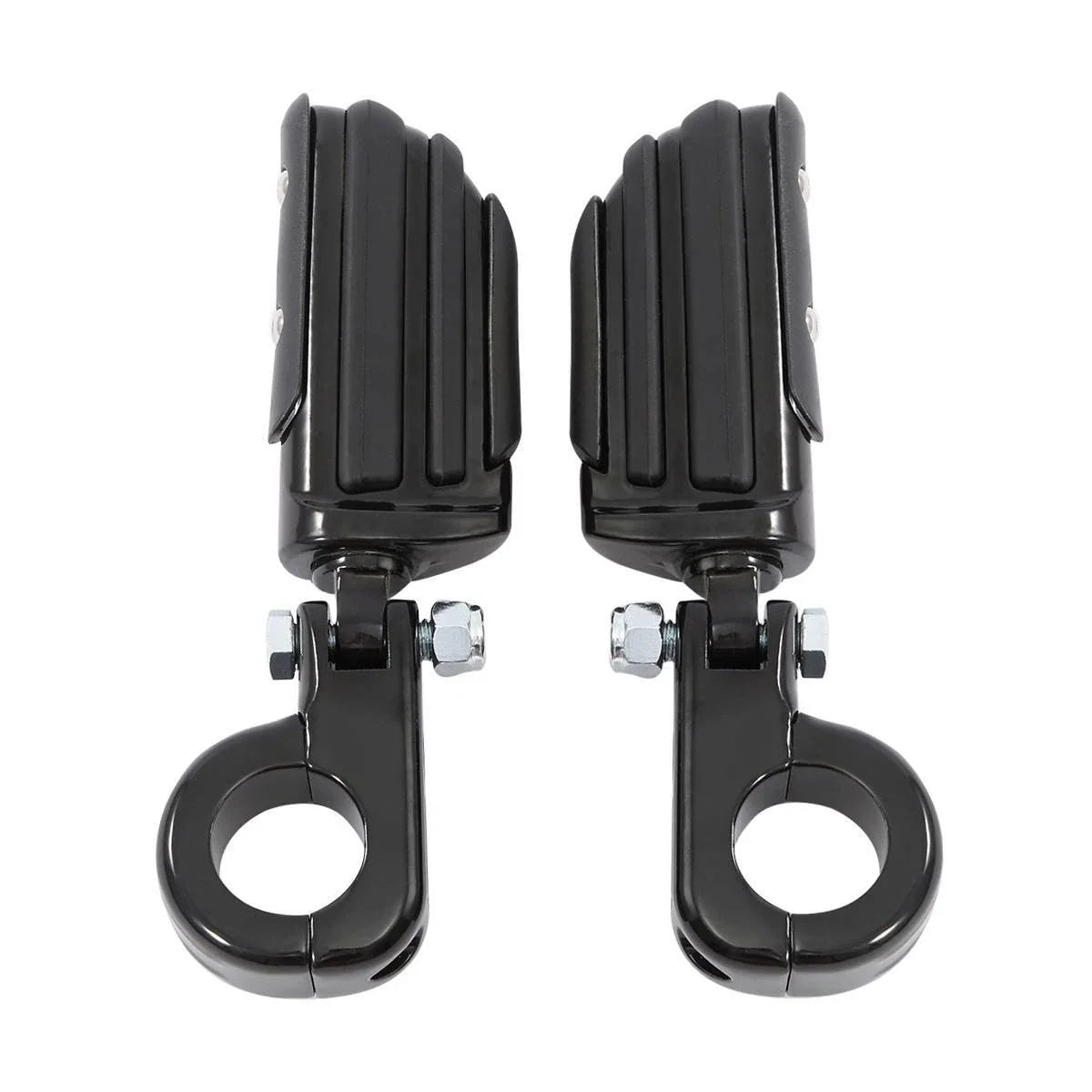 1 1/4" Black Highway Engine Guard Footpeg Mount Clamps for Harley