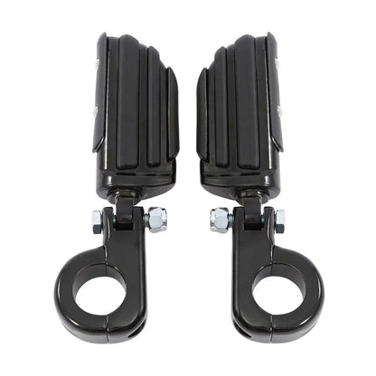 1 1/4" Black Highway Engine Guard Footpeg Mount Clamps for Harley