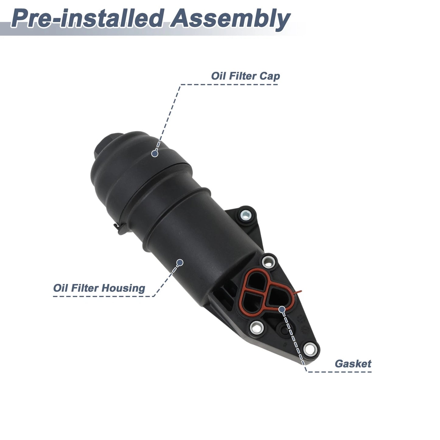 Engine Oil Filter Housing for Audi A4 (2005–2008) V6 3.2L No.06E115405A Set of 1