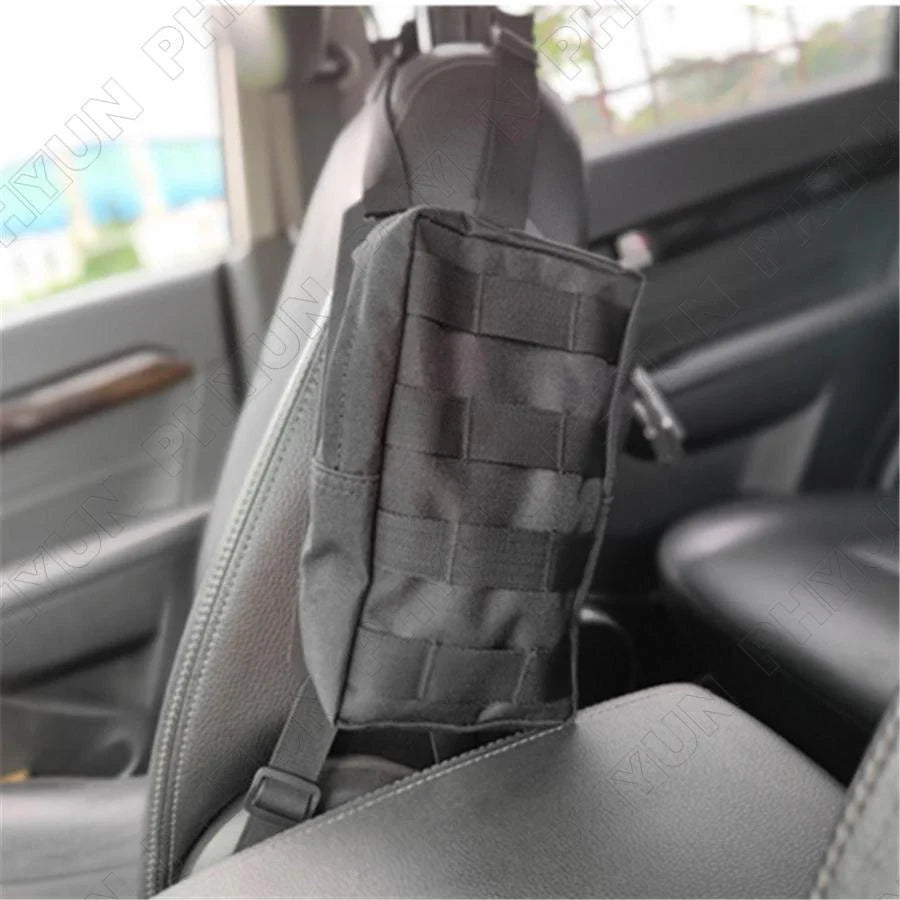 MOLLE Panel Organizer Storage Bag for Universal Black Tactical Car Seat Back