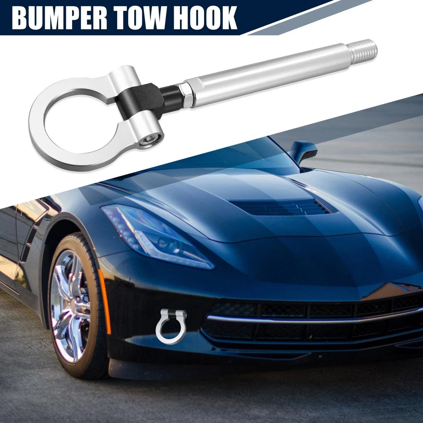 Front Bumper Tow Hook Ring for Chevy Camaro 2016-2023 Silver Tone