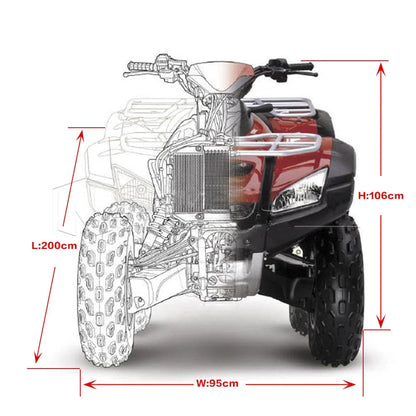 Black 190T Waterproof Motorcycle Cover for Quad Bike ATV L 200x95x106cm