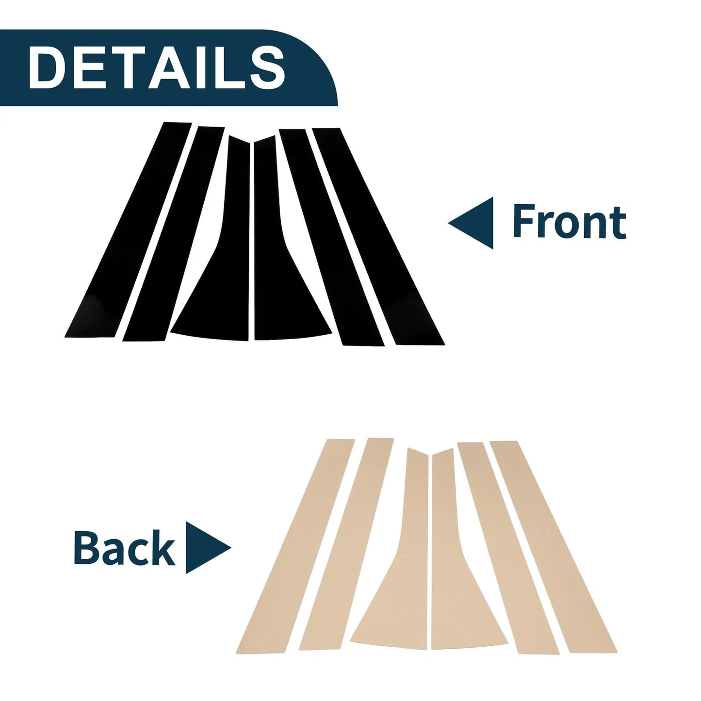 6 Pcs Black Door Pillar Window Trim for Honda Fit (2009-2012)