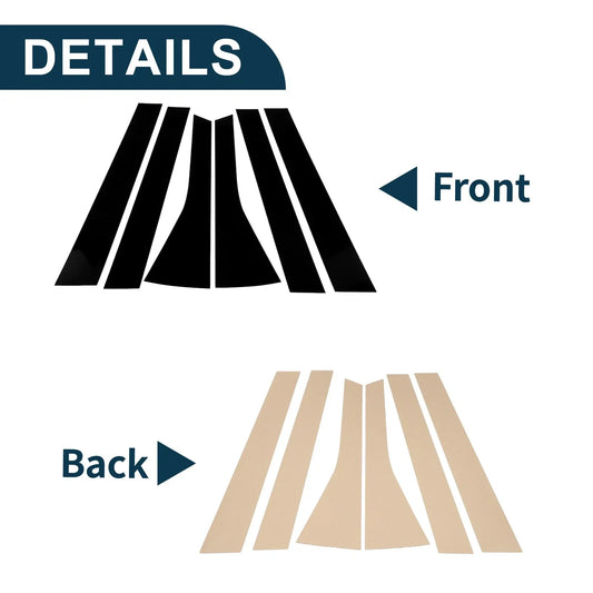 6 Pcs Black Door Pillar Window Trim for Honda Fit (2009-2012)