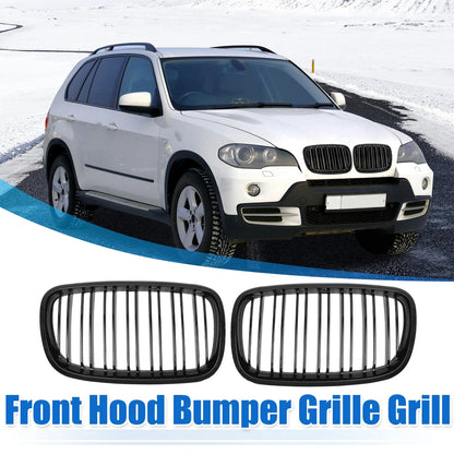 Pair Front Hood Bumper Grille Grill for BMW X5 X6 E70 (2007-2013)