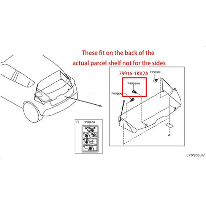 2 x Parcel Shelf Clips