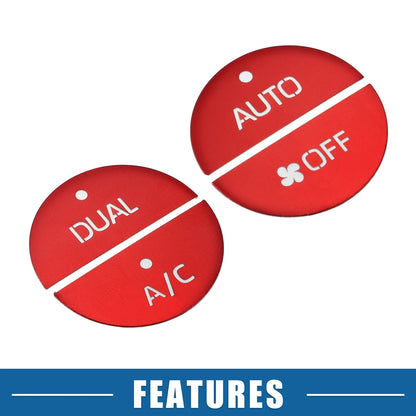 4Pcs AC Switch Knob Cover Trim for Toyota RAV4 (2019–2022) Aluminum Red
