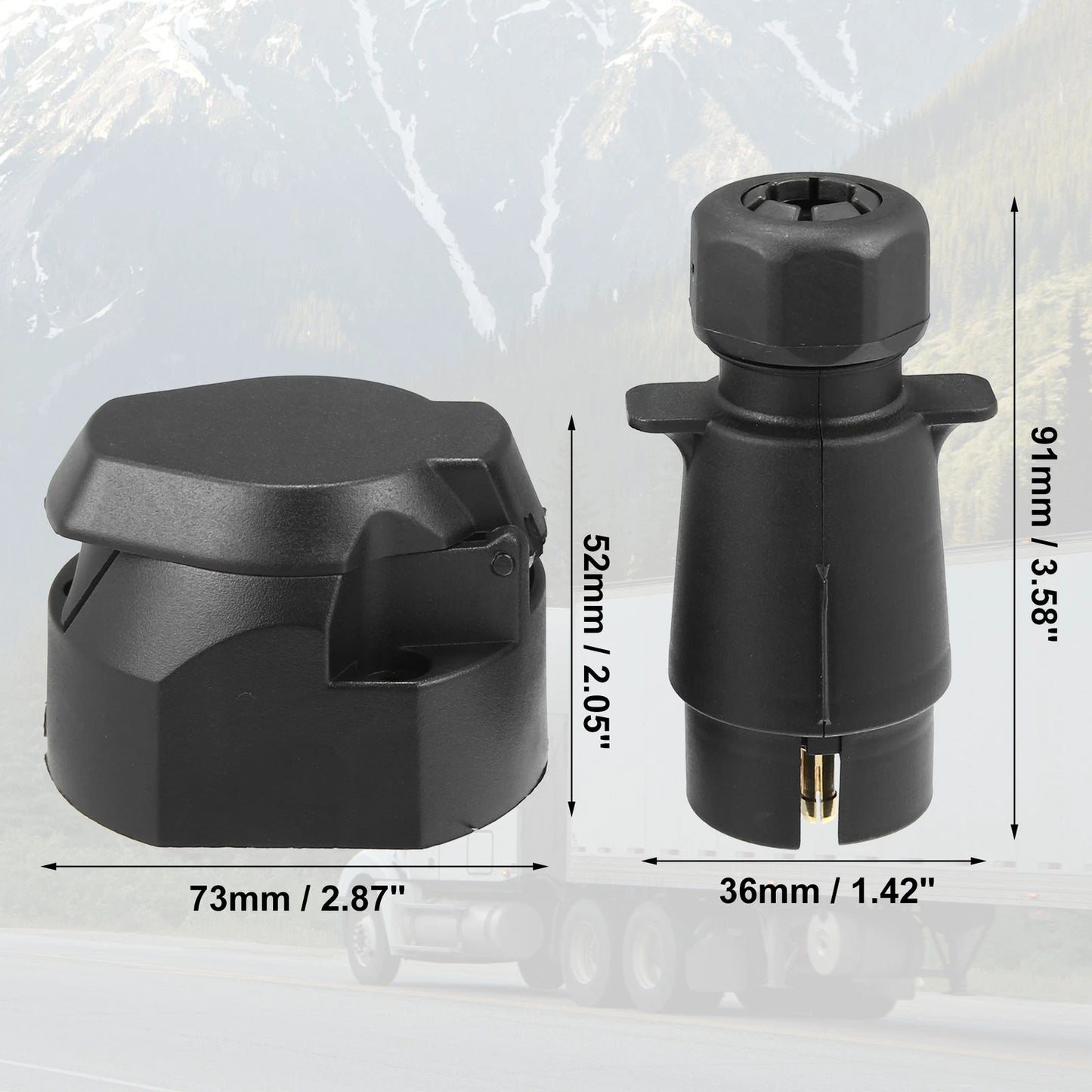 2X 7 Pins 12V European Car Trailer RV Boat Plug Socket Adapter Connector