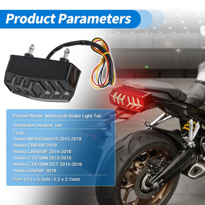 LED Motorcycle Tail Light for Honda MSX/Grom125 (2013–2023) 12V Red Yellow