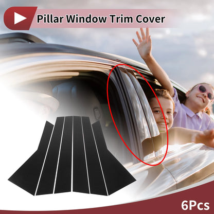 6 Pcs Door Pillar Window Trim for Audi Q7 (2016–2023) Black Carbon Fiber