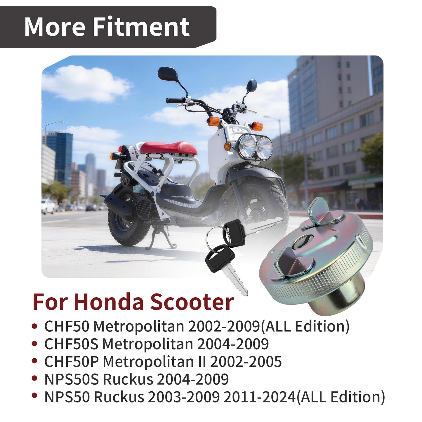 Fuel Gas Tank Cap for Honda NPS50S Ruckus 50 (2004–2009)