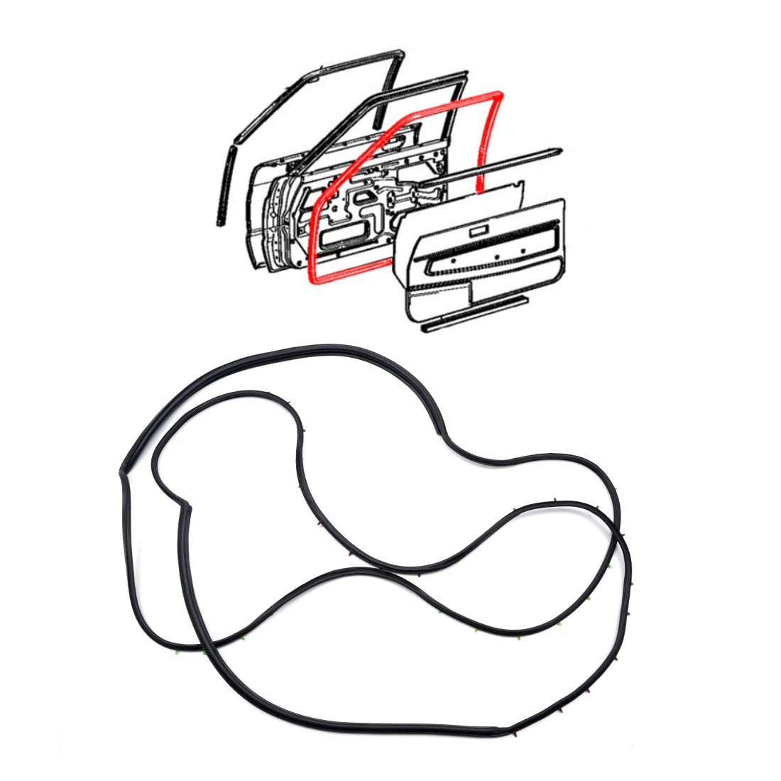 Set of 2 Front Door Weatherstrip Seals for Toyota Starlet (1978–1984)
