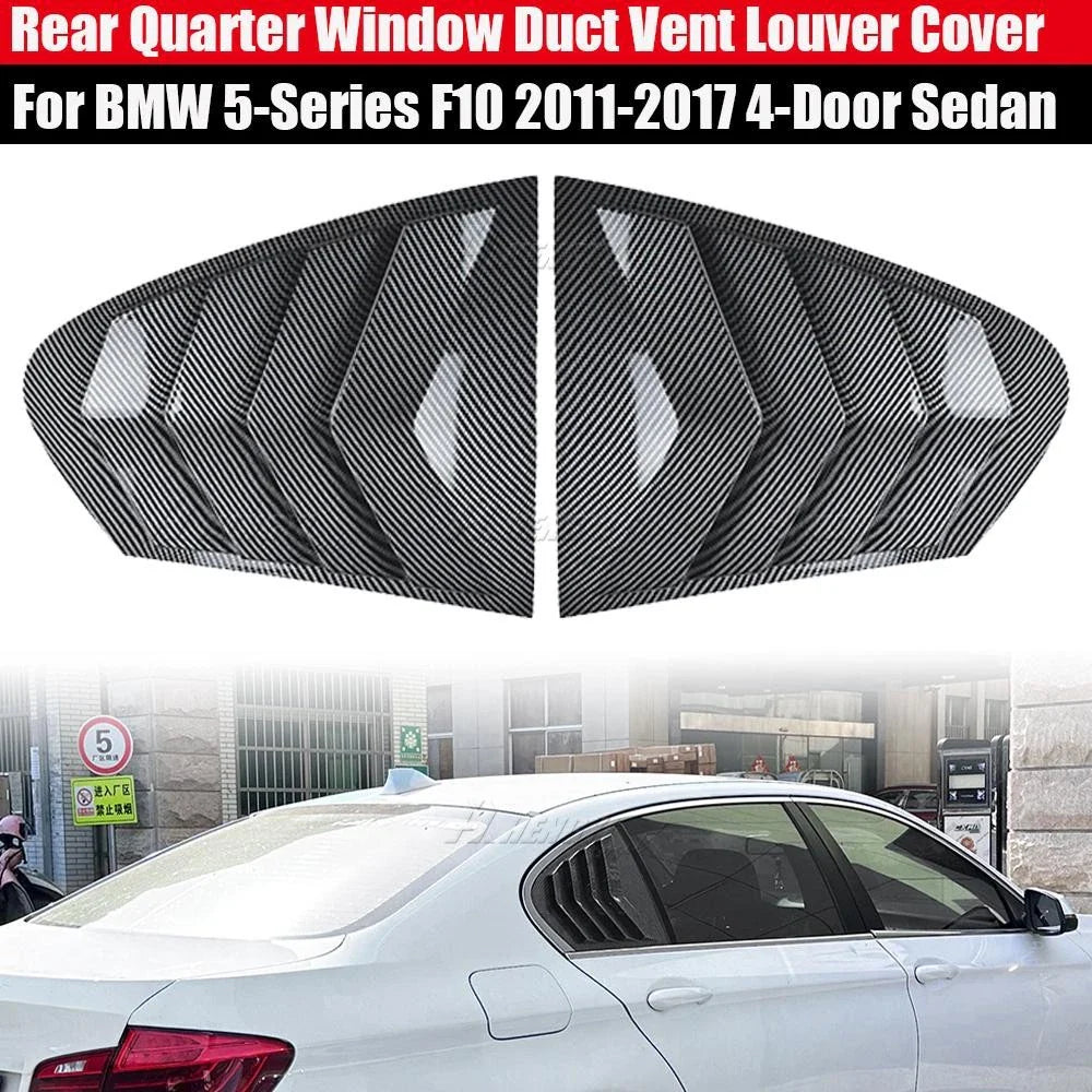 Carbon Look Rear Side Window Louver Vent Cover for BMW 5-Series (2011–2017)