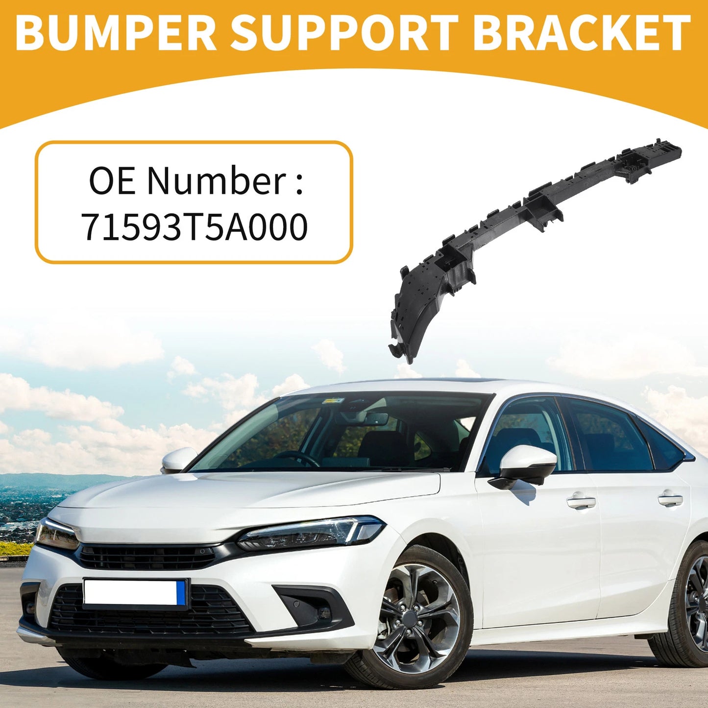 RH Side Rear Bumper Support Bracket for Honda Fit (2015–2017) 1 Pc Black ABS