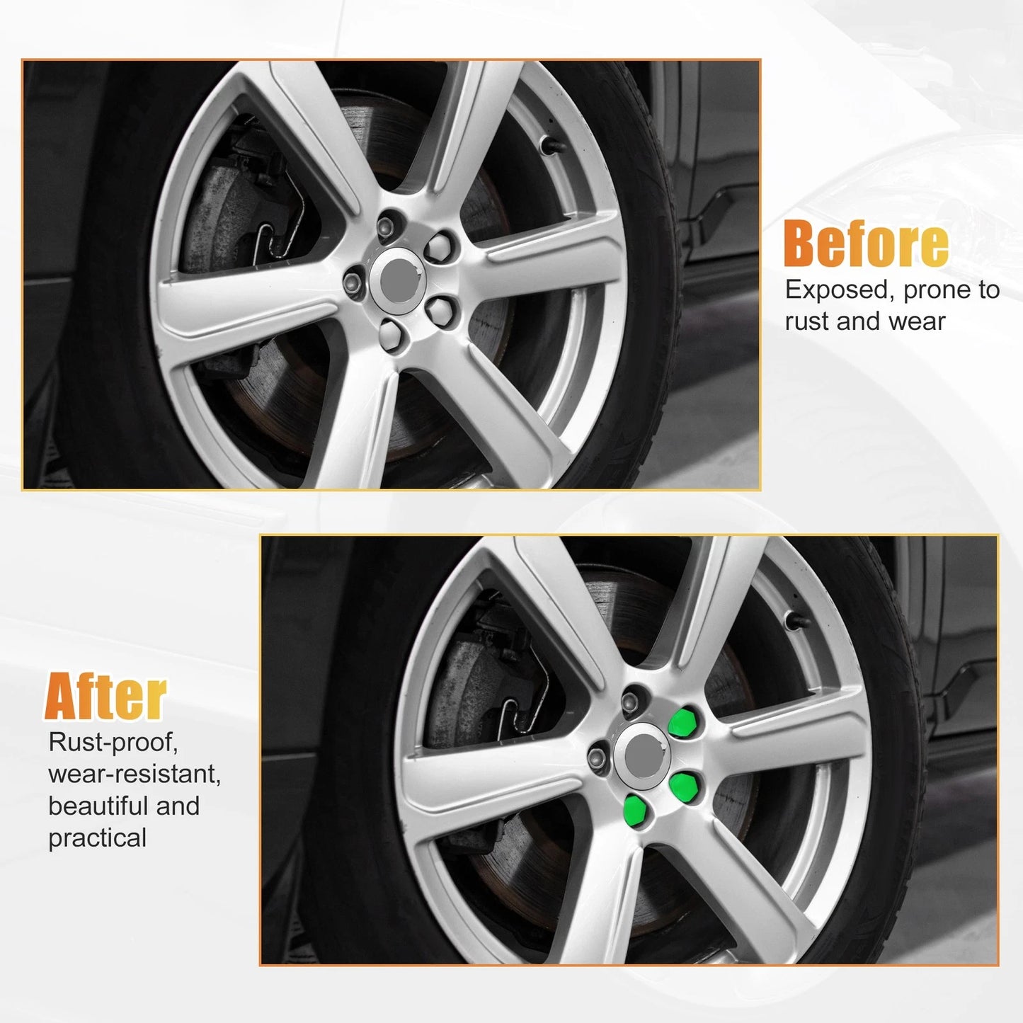 20 Pcs Wheel Lug Nut Cover for Land Rover Range Rover Sport (2006–2013) Green