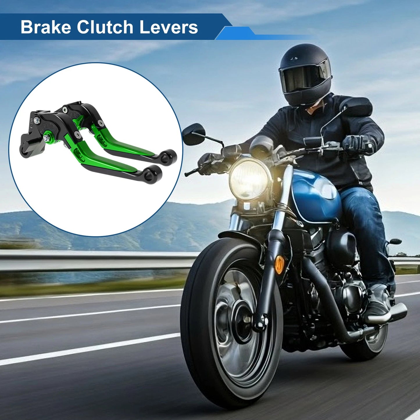 Adjustable Brake Clutch Lever for Kawasaki Ninja 650R (2006–2018) Black Green