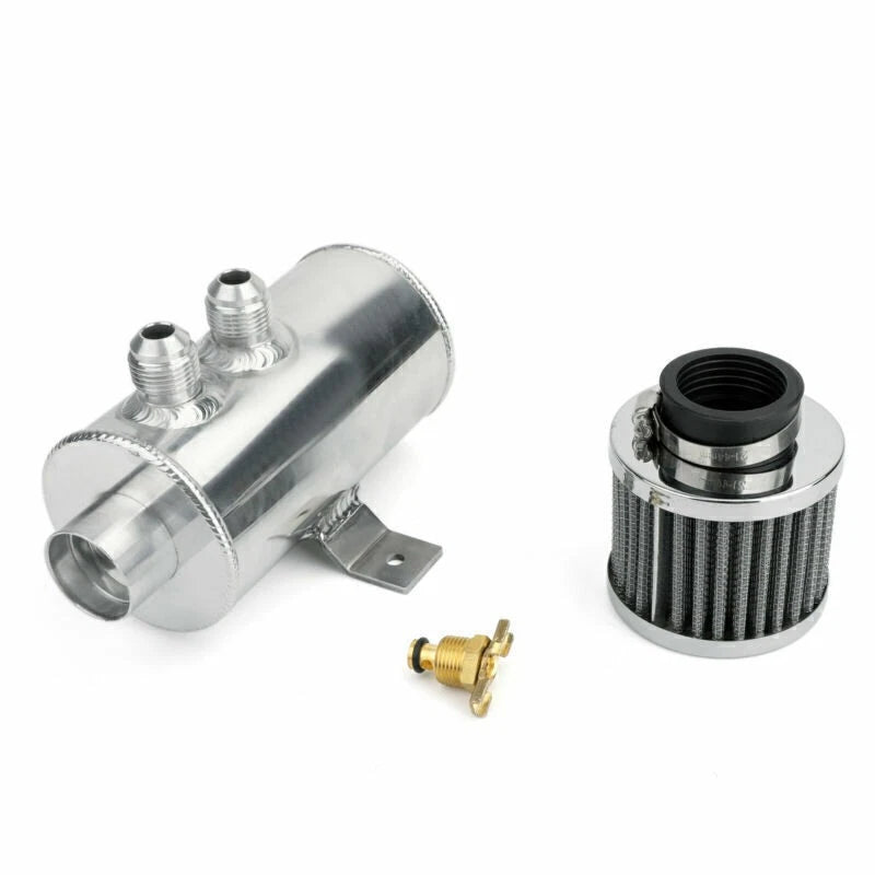 2X -10AN AN10 Inlet Outlet Port Alloy Baffled Oil Catch Can
