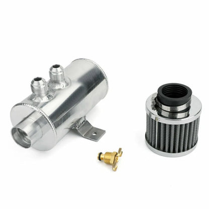 2X -10AN AN10 Inlet Outlet Port Alloy Baffled Oil Catch Can