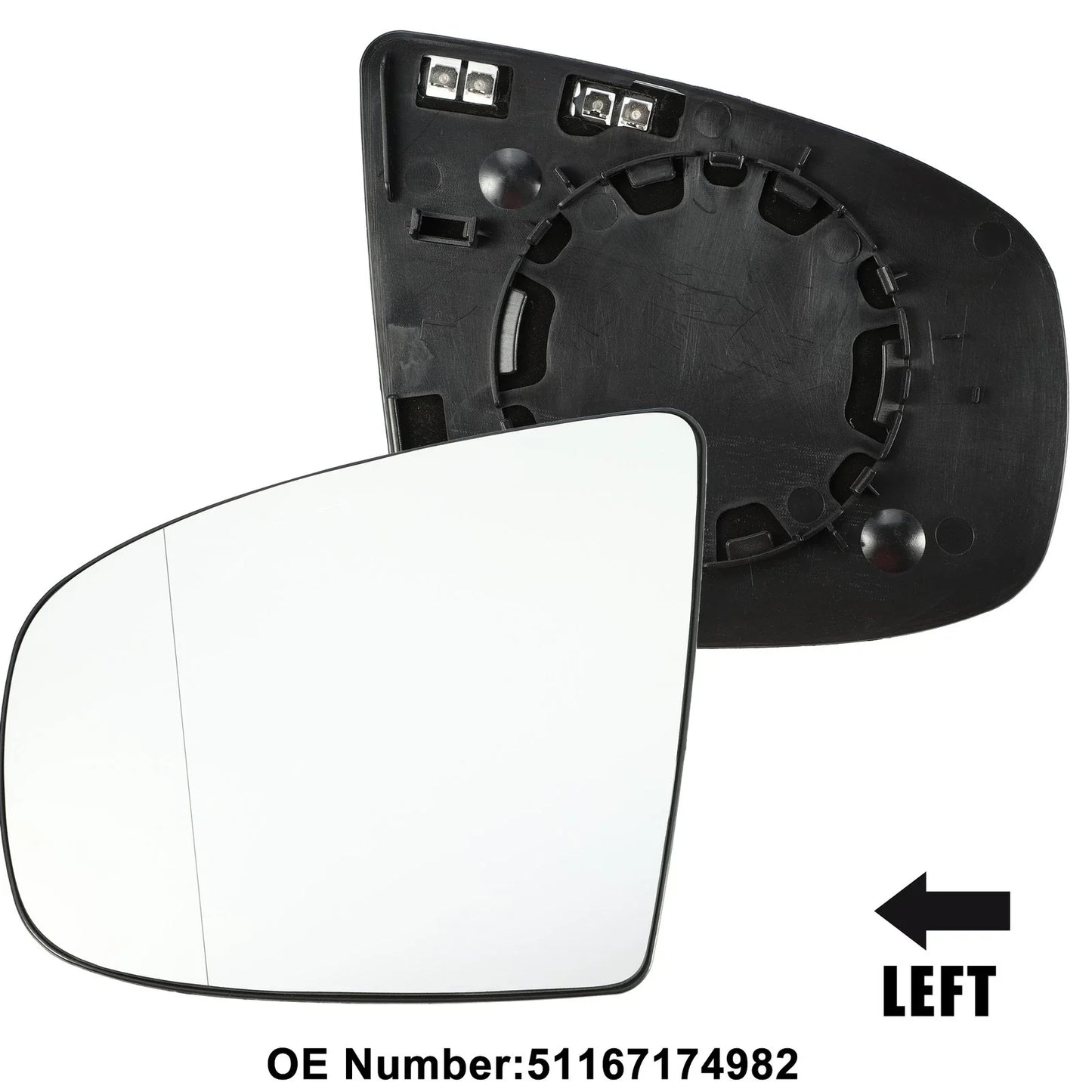 Left Mirror Glass Replacement with Backing Plate for BMW X6 (2008-2014)
Left Mirror Glass Replacement with Backing Plate for BMW X5 (2008-2014)