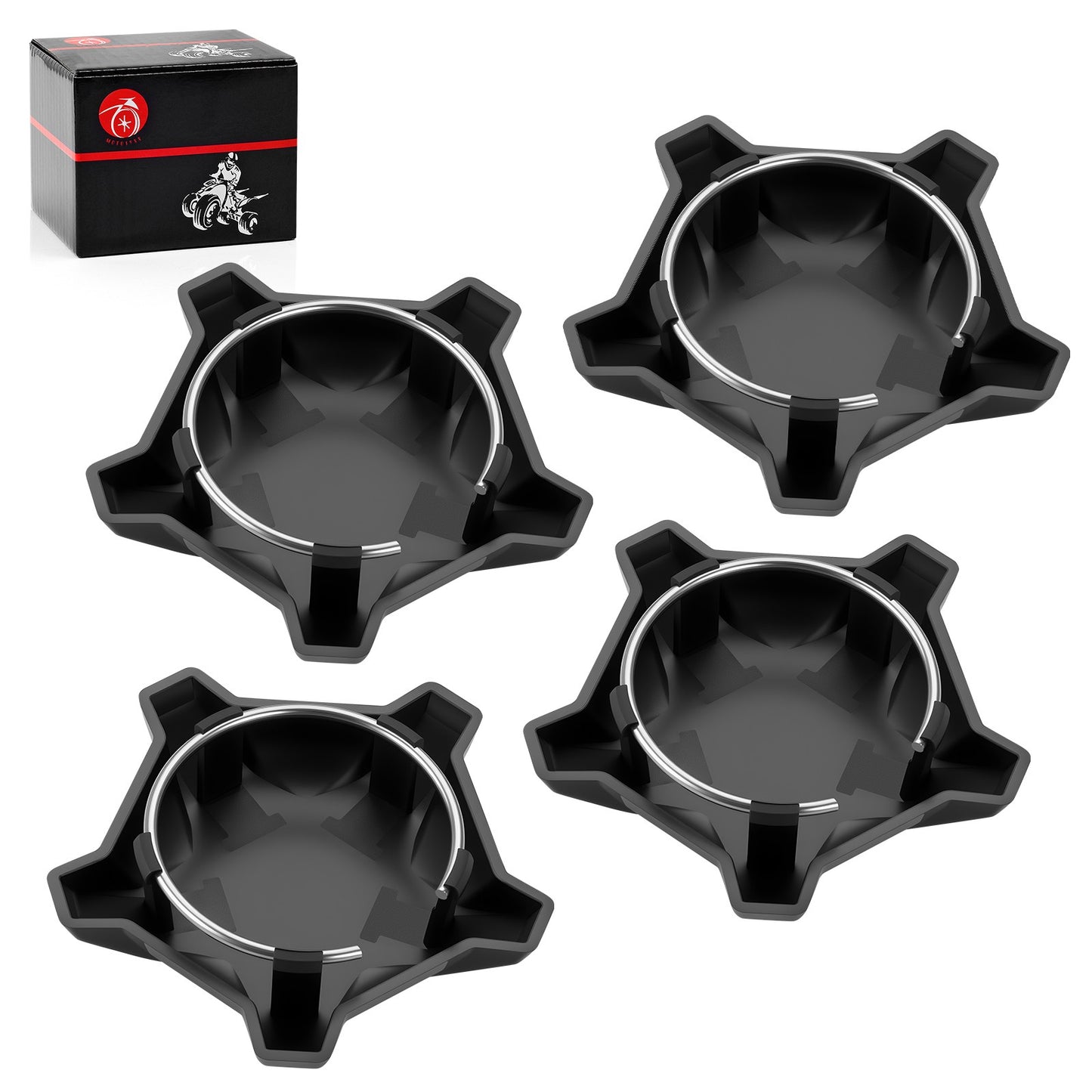 Set of 4 Matte Flash Black 5 Lug Rim Caps for Polaris RZR Turbo Pro R (2022–2024)