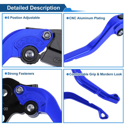 Adjustable Short Brake Clutch Levers for Honda CBR600RR (2003–2006) - Blue 1 Pair