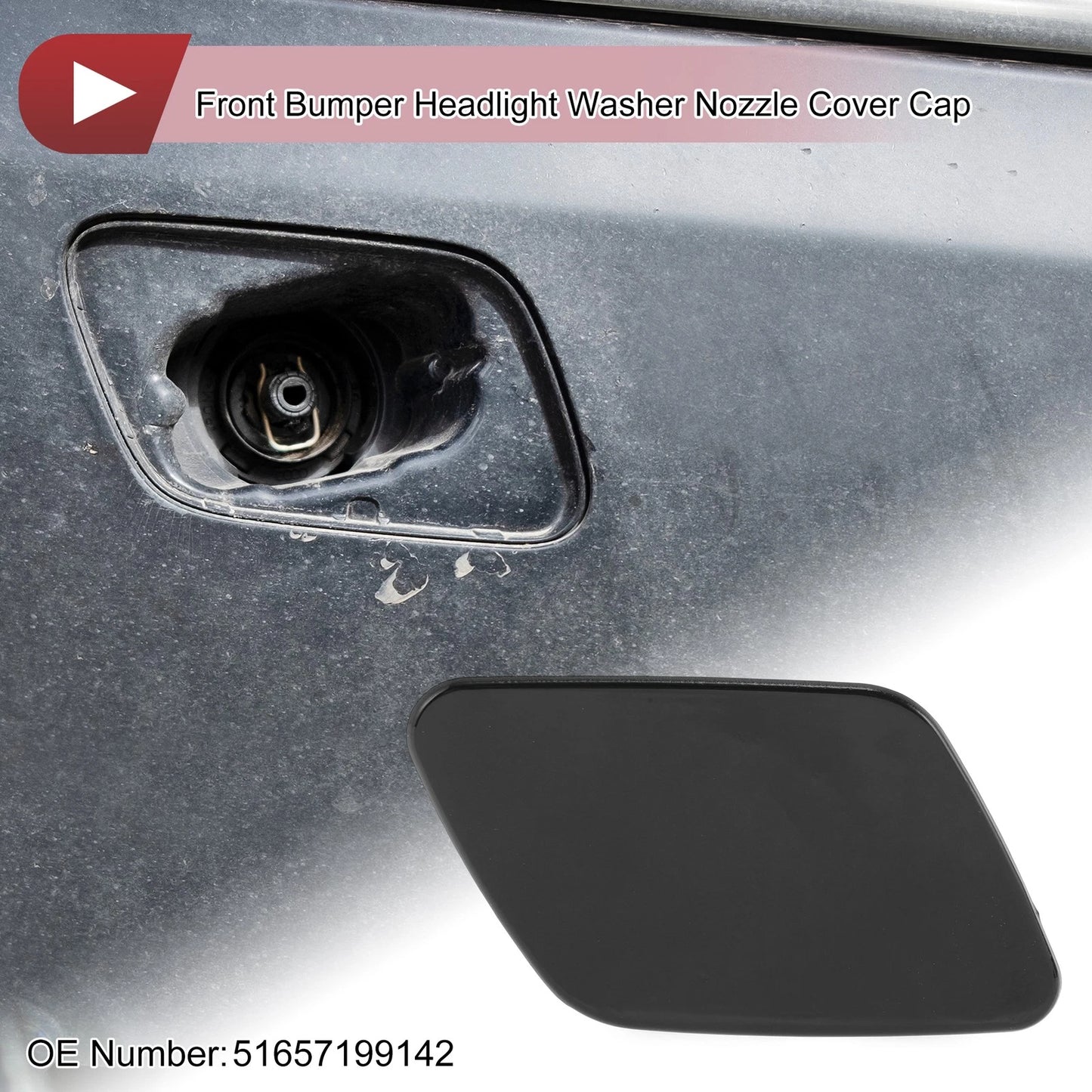 Front Right Bumper Trim Nozzle Cover No. 51657199142 for BMW X5 (2007–2013) Black