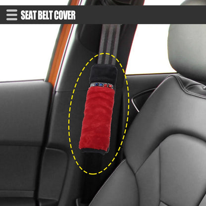 1 Pair Plush Rhinestone Seat Belt Cover for Universal Fit (9.53"x2.95")