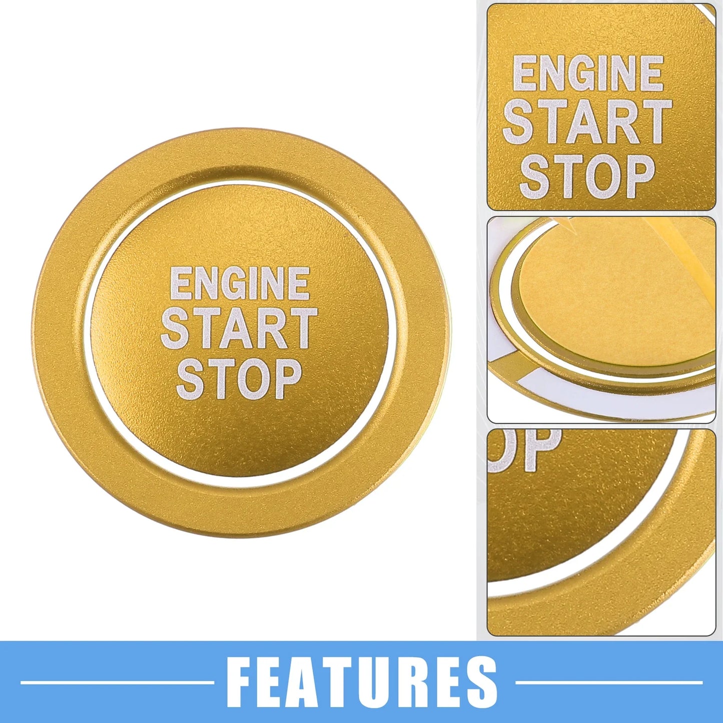 Ignition Button Sticker for Lexus IS ES RX GS NX - Aluminum Gold Tone