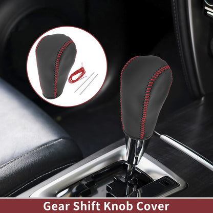 Gear Shift Knob Cover for Ford Edge (2011–2014) Red Faux Leather
