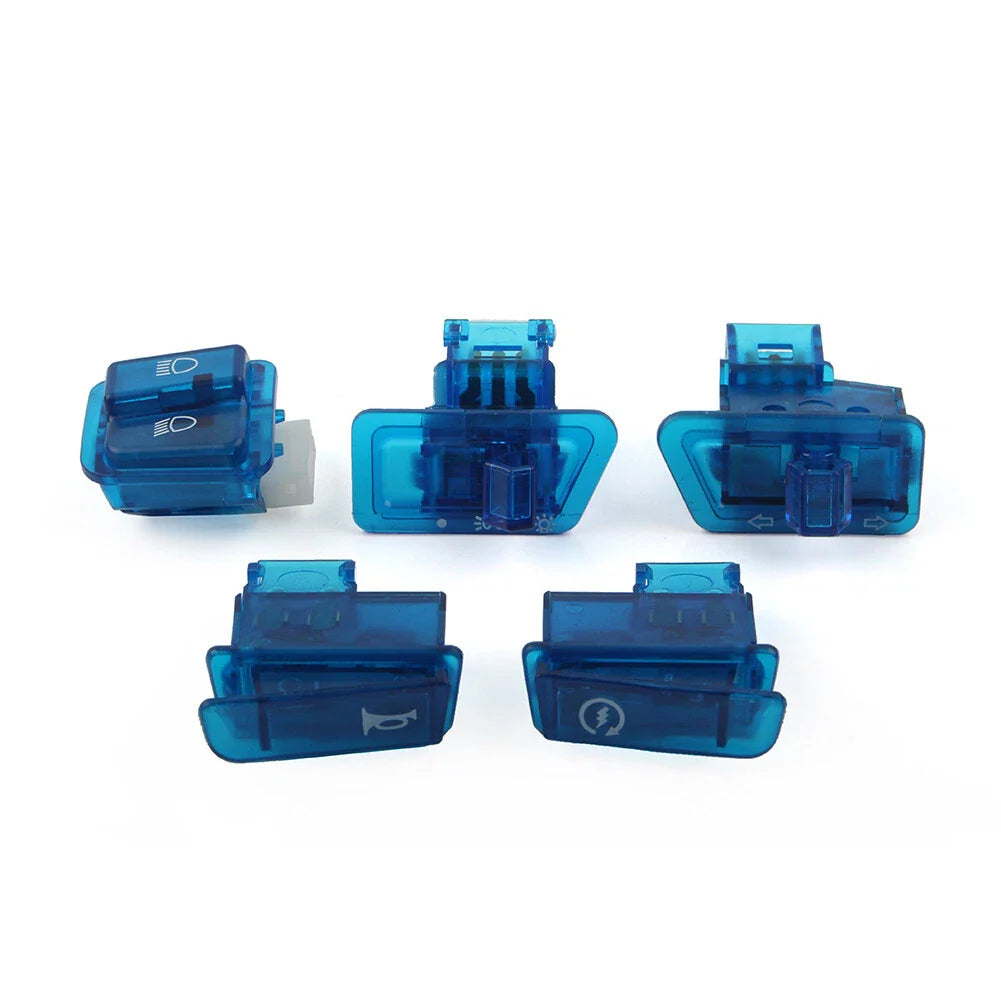 5Pcs Blue Turn Signal Headlight Ignition Horn Switch Caps for GY6 50-150cc