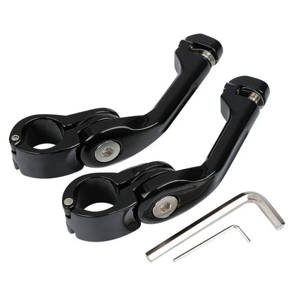 1 x Black 1-1/4" Long Angled Adjustable Highway Foot Pegs for Harley Dyna